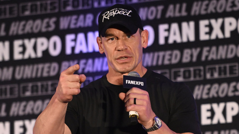 John Cena speaks on stage during Fan Expo Chicago 2025