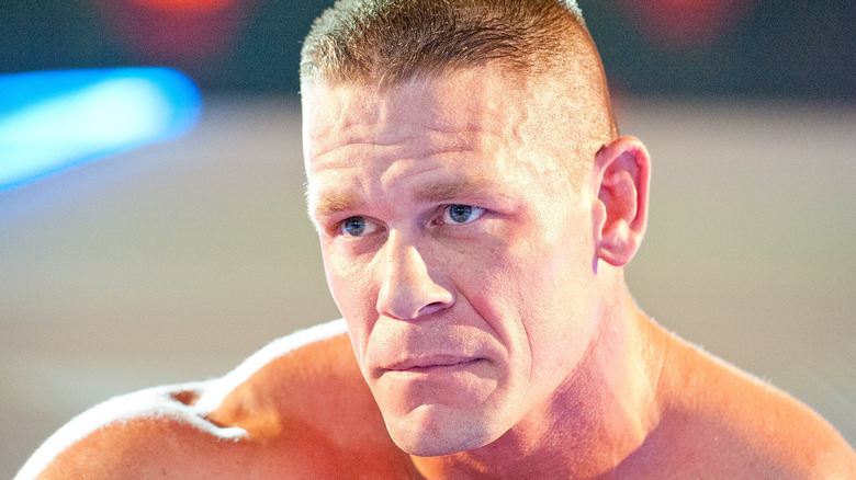 John Cena sits on the ramp looking sad