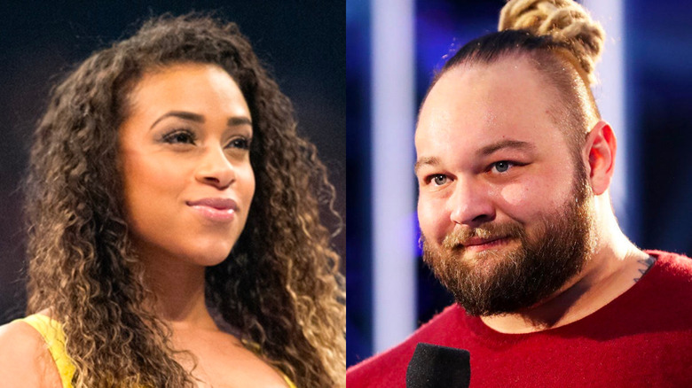 JoJo Offerman gets ready to announce the participants for an upcoming match