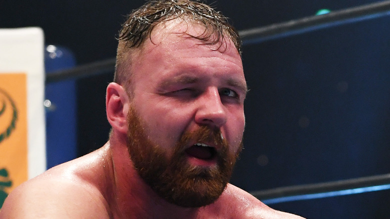 Jon Moxley winking in NJPW ring