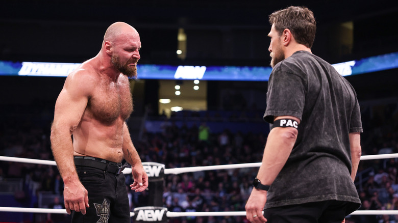 Jon Moxley in the ring with Bryan Danielson
