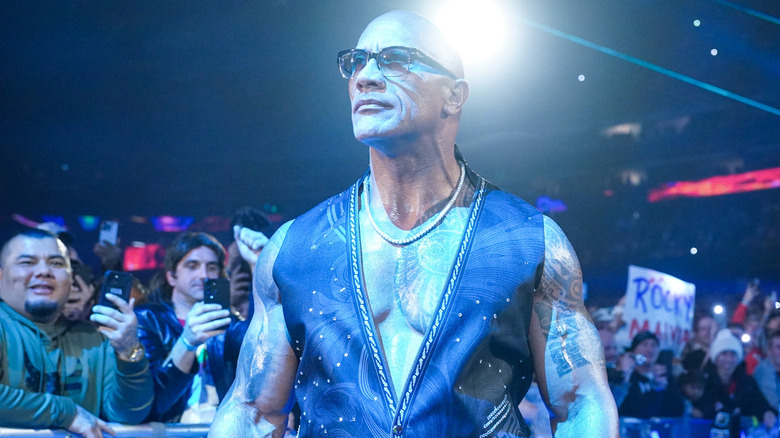 The Rock staring