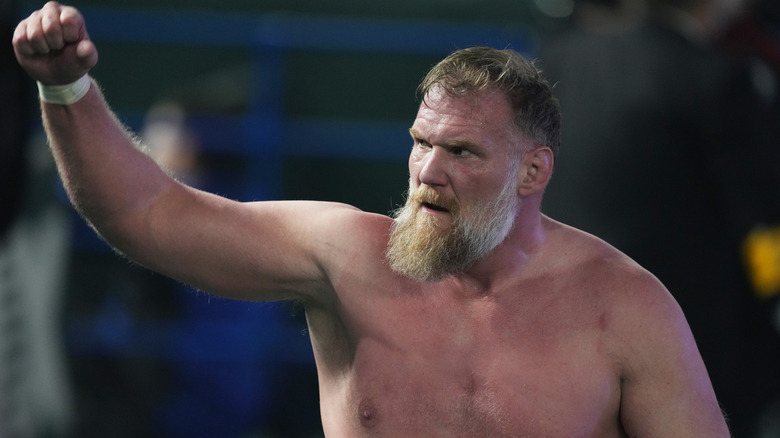 Josh Barnett looks on during the New Japan Pro-Wrestling - Wrestle Kingdom 19 in Tokyo Dome on January 04, 2025 in Tokyo, Japan.