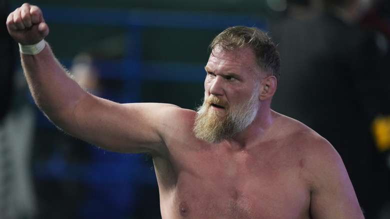 Josh Barnett looks on during the New Japan Pro-Wrestling - Wrestle Kingdom 19 in Tokyo Dome on January 04, 2025 in Tokyo, Japan.