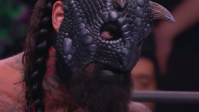 Luchasaurus wearing his mask