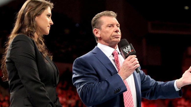 Vince McMahon and Stephanie McMahon in the WWE ring