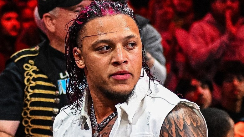 KC Navarro looks back at the ring after his match at TNA Rebellion