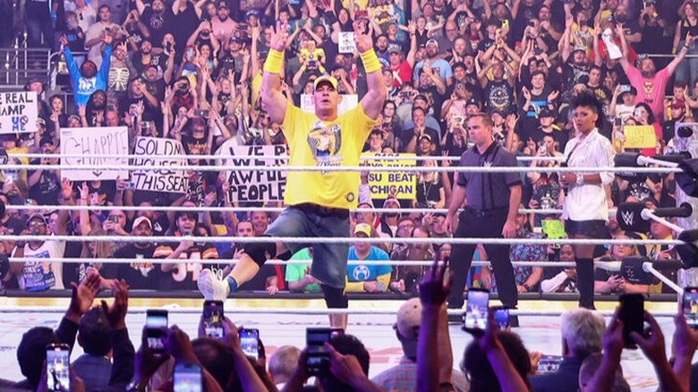 John Cena takes in the atmosphere of the crowd as part of his Farewell Tour in 2025