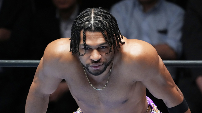 Kevin Knight getting ready to wrestle in Japan