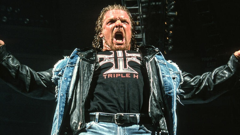 Triple H during his return to WWE following his quad injury.