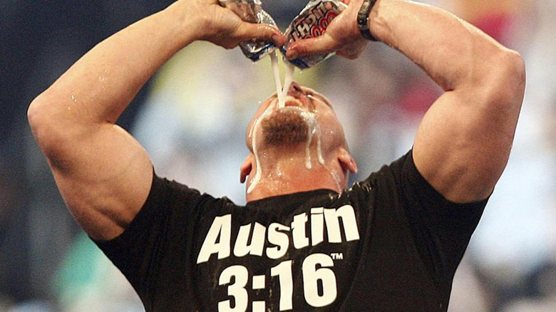 "Stone Cold" Steve Austin celebrating