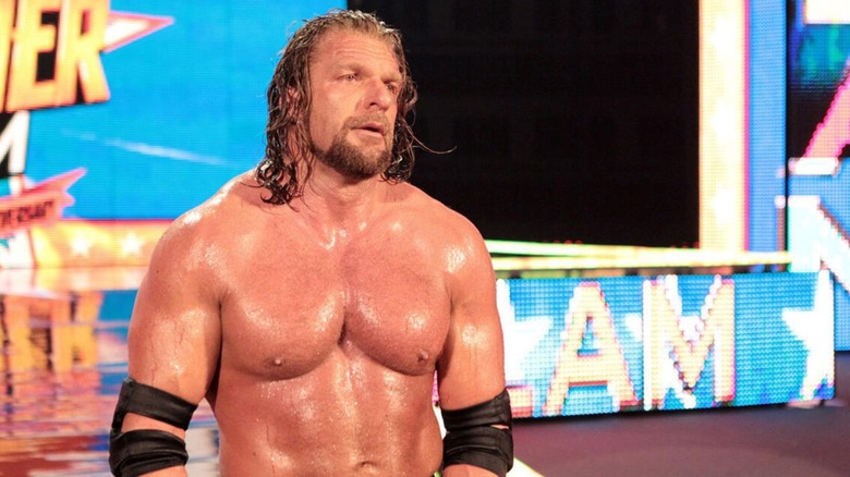 Triple H after his brutal match against Brock Lesnar at SummerSlam 2012.