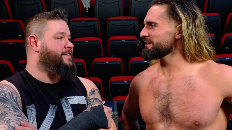 Kevin Owens and Seth Rollins talking