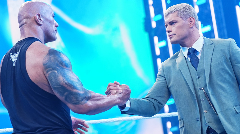 Cody Rhodes and Dwayne "The Rock" Johnson displaying their respect for one another