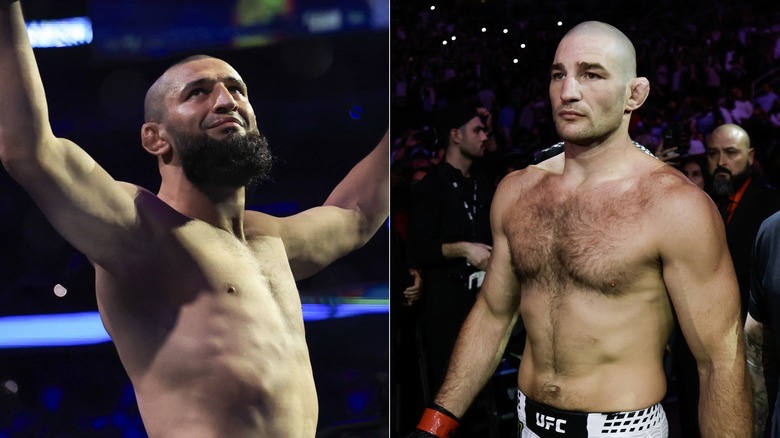 [Left] Khamzat Chimaev and [Right] Sean Strickland