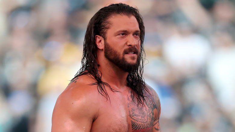 Karrion Kross reacts during the WWE 2025 SummerSlam at MetLife Stadium on August 02, 2025 in East Rutherford, New Jersey.