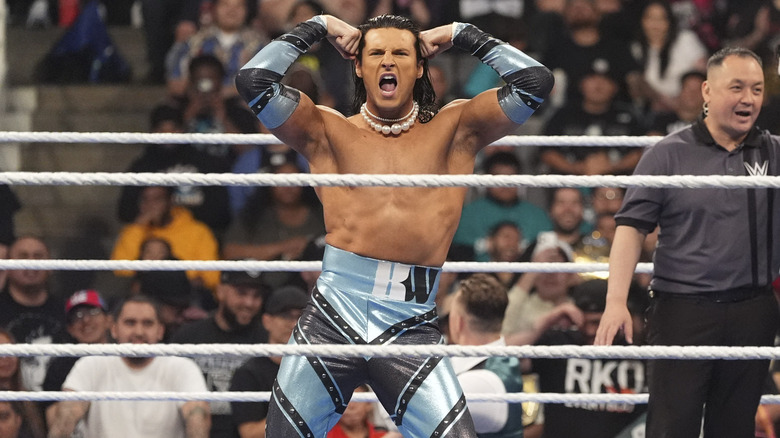Kit Wilson striking a pose in WWE ring