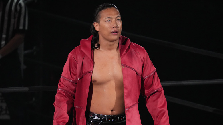 Konosuke Takeshita makes his way to the ring