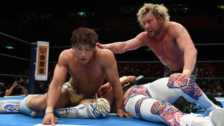Kota Ibushi and Kenny Omega as the Golden Lovers in October 2018