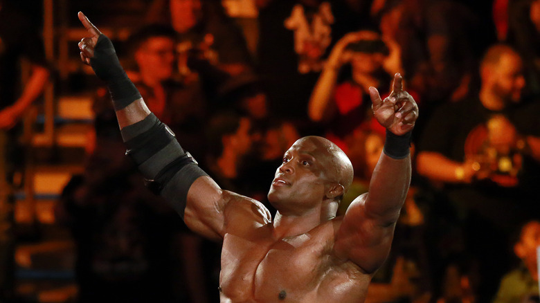 Bobby Lashley Does His Signature Pose 