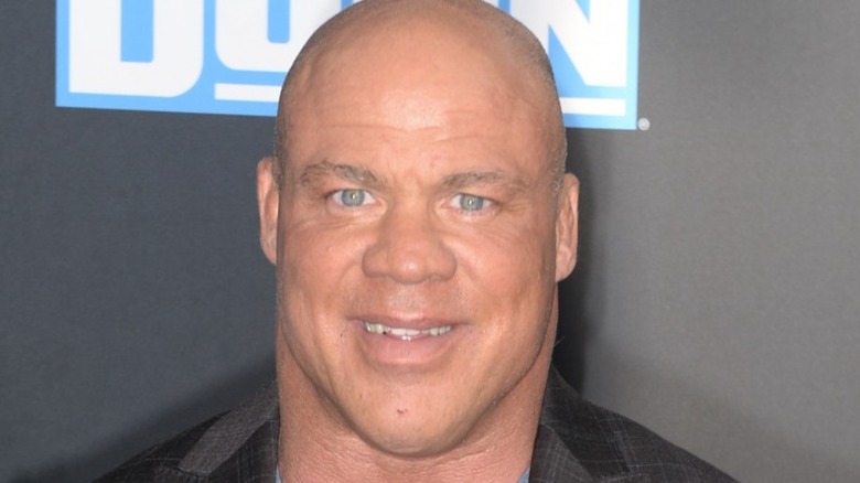 Kurt Angle giving off a bit of a smile 