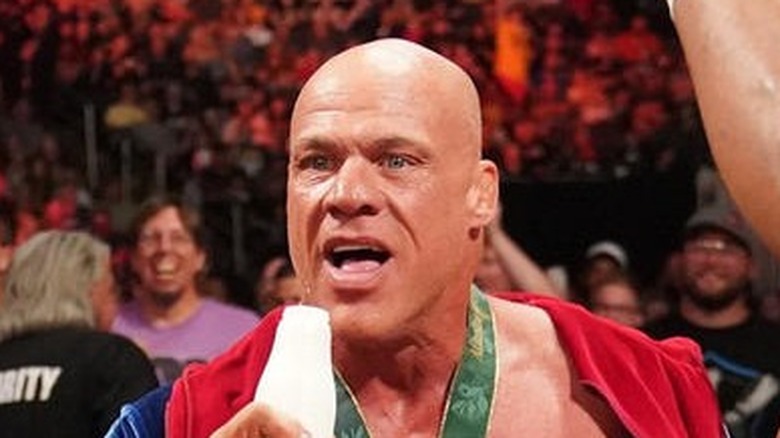 Kurt Angle Prepares To Drink Milk On WWE Raw