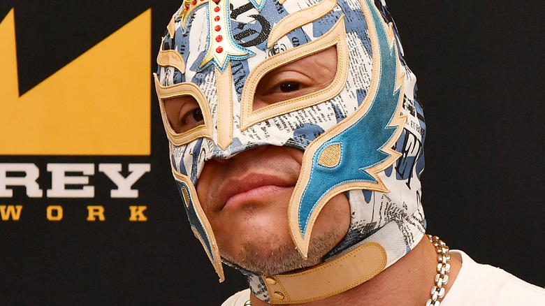 Rey Mysterio wearing his trademark mask