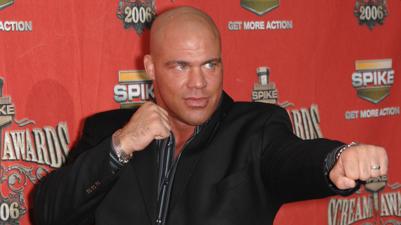 Kurt Angle poses