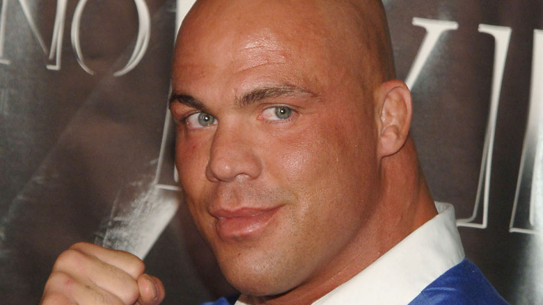 Kurt Angle with hand up