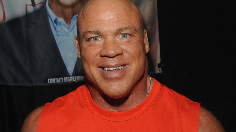 Kurt Angle Smiling in an orange shirt