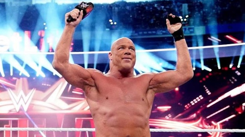 Kurt Angle after his match at Wrestlemania 35