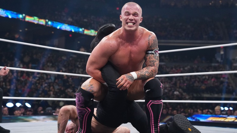 Kyle Fletcher in his match with Jon Moxley