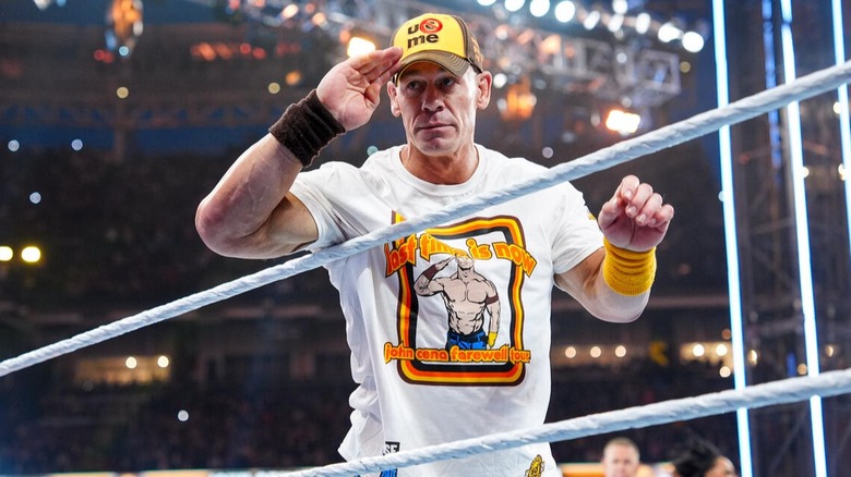 John Cena salutes the WWE Universe in San Diego, California before his IC Title Defense at Survivor Series: WarGames in November