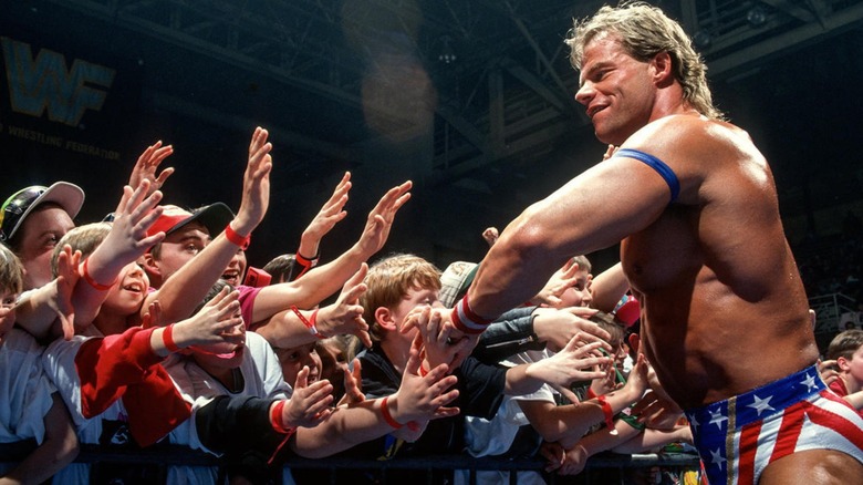Lex Luger Greets Young Fans At A WWE Event