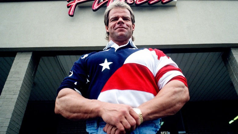 Lex Luger holds his wrists