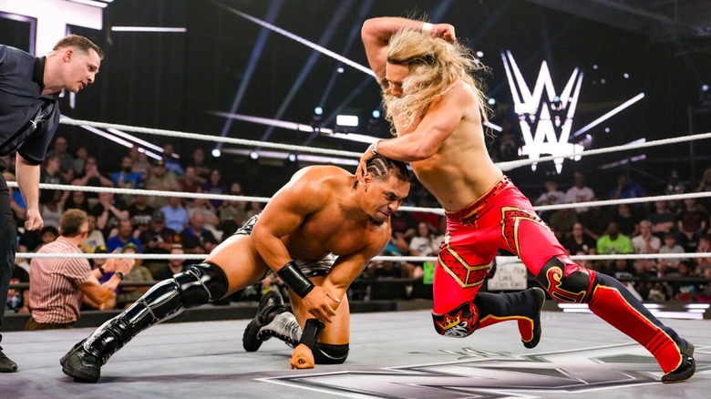 Lexis King wrestles Lucien Price