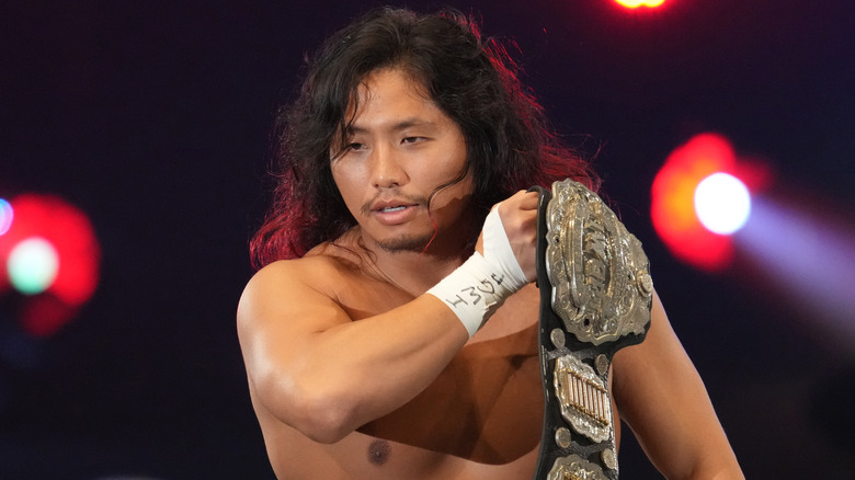 Hiromu Takahashi poses with IWGP Jr. Title