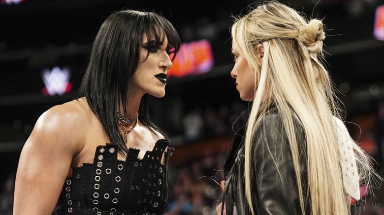 Rhea Ripley and Liv Morgan on 