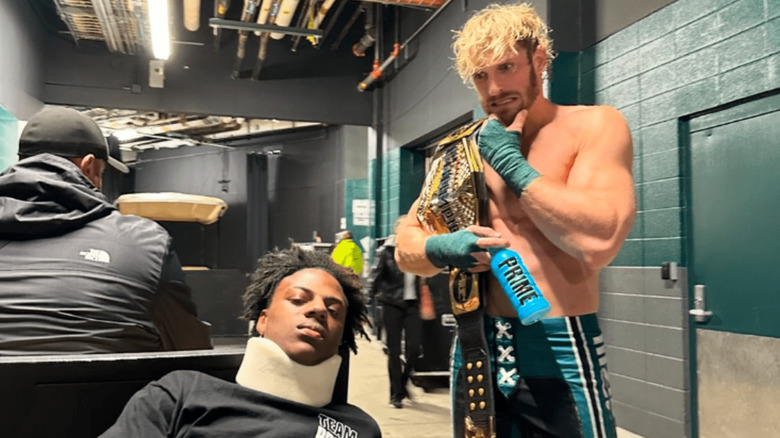 iShowSpeed and Logan Paul backstage at WrestleMania 40