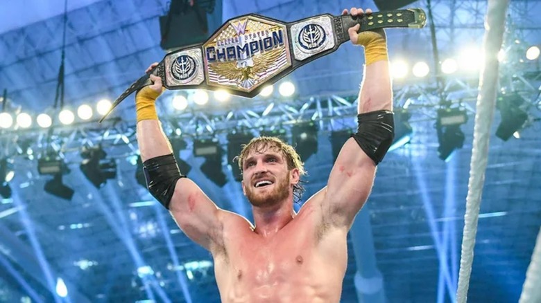 Logan Paul after winning the WWE United States Championship