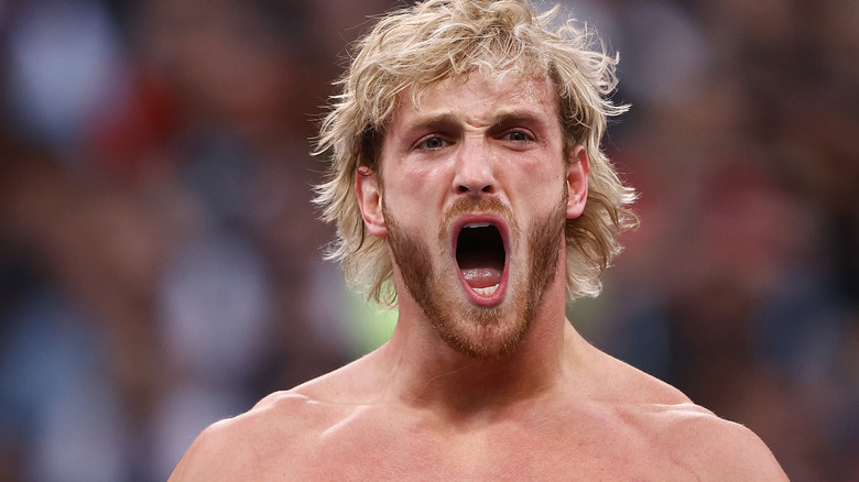 Logan Paul  with his mouth open 