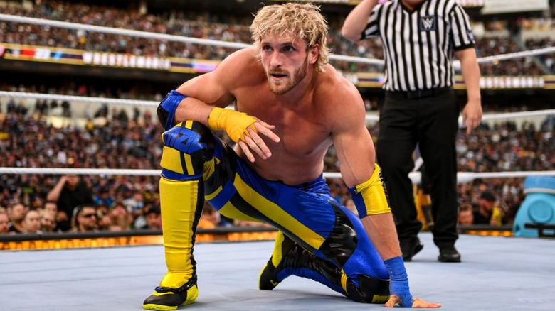 Logan Paul Looks On During A Match