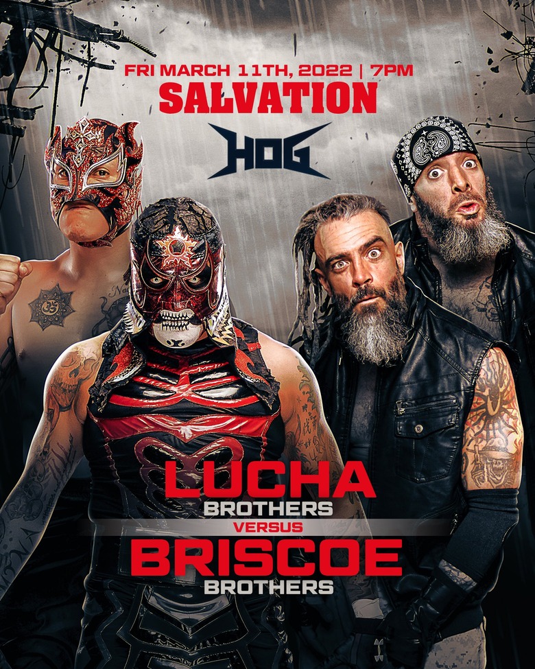 Grey Poster with Rain for Lucha Brothers Vs. The Briscoes