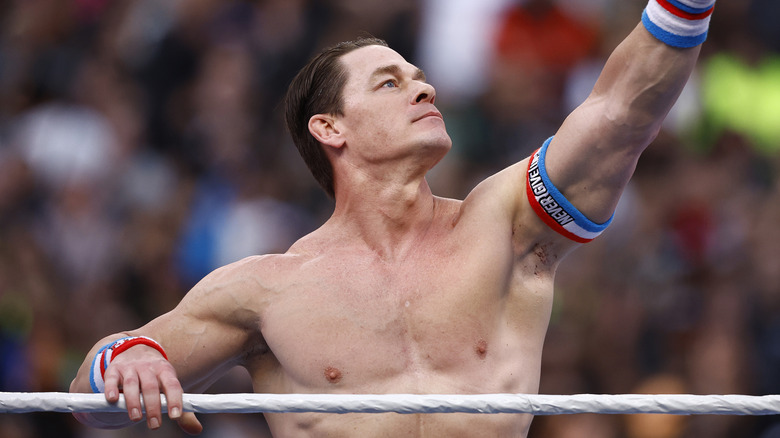 John Cena points at something