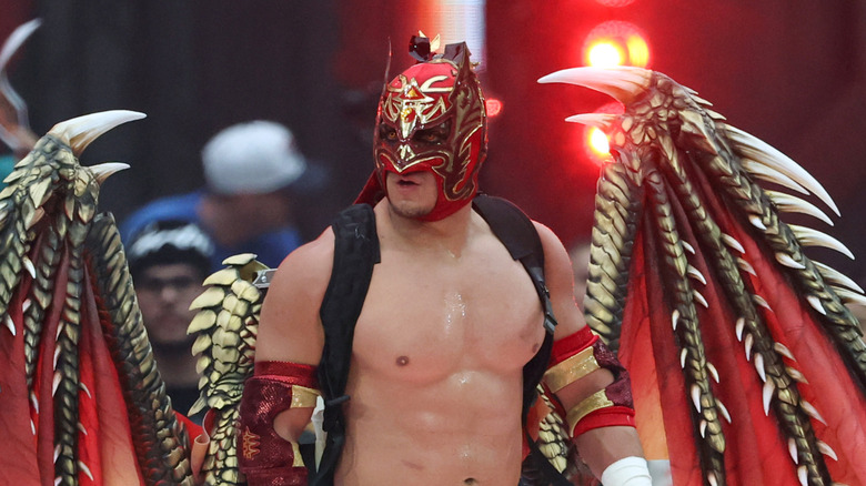 Dragon Lee with wings at WrestleMania