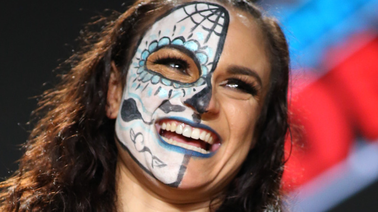 Thunder Rosa Laughs At A Promotional Event