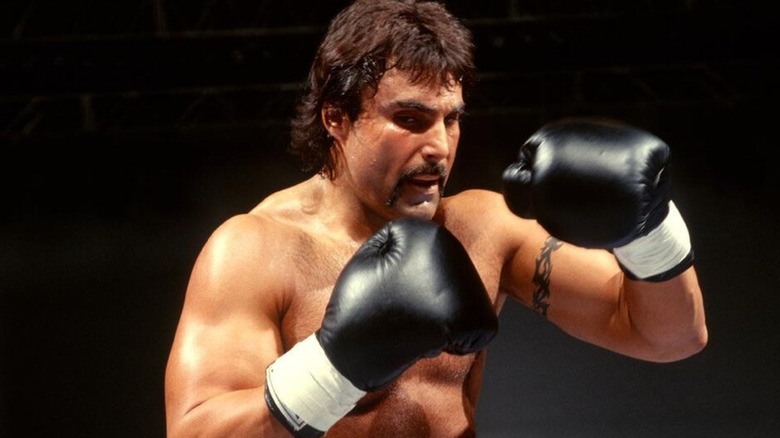 Marc Mero posing with his boxing gloves during the infamous Brawl For All WWE tournament.
