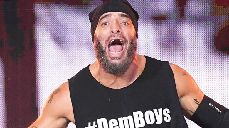 An excited Mark Briscoe makes his entrance