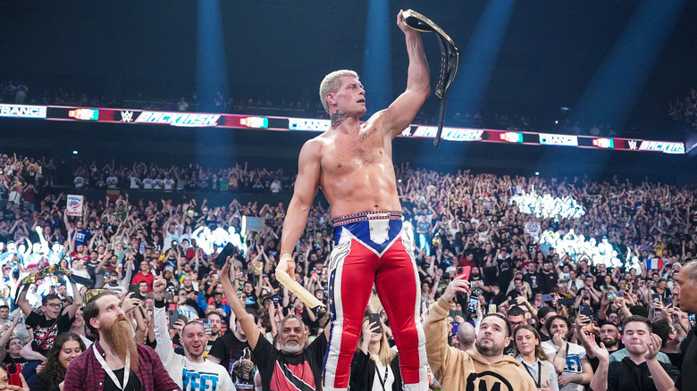 Cody Rhodes celebrates at WWE Backlash