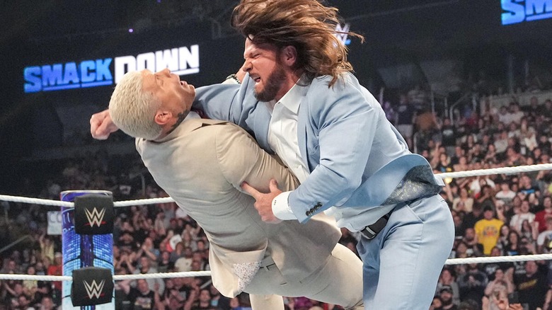 AJ Styles attacking Cody Rhodes